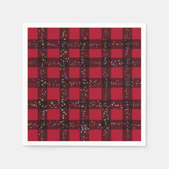 Cute Red Plaid Gingham Pattern Napkins (Front)