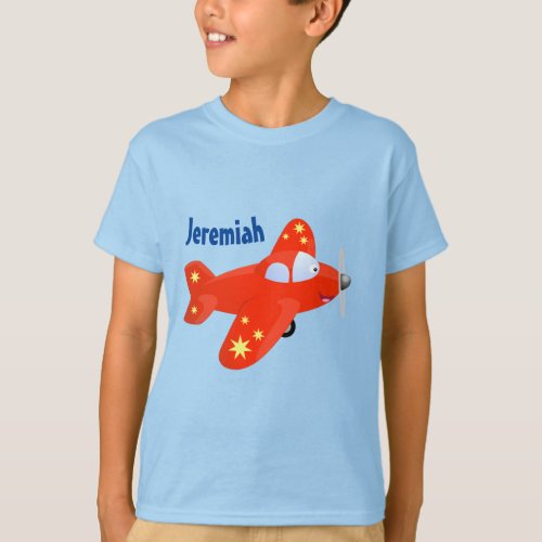 Cute red plane flying cartoon illustration T_Shirt