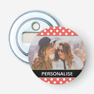 Cute Red Polka Dot Custom Photo Personalised Bottle Opener