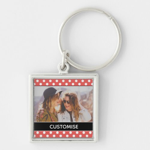 Cute Red Polka Dot Custom Photo Personalised Keychain