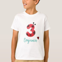 Cute red Polka dot Ladybug 3rd Birthday party name