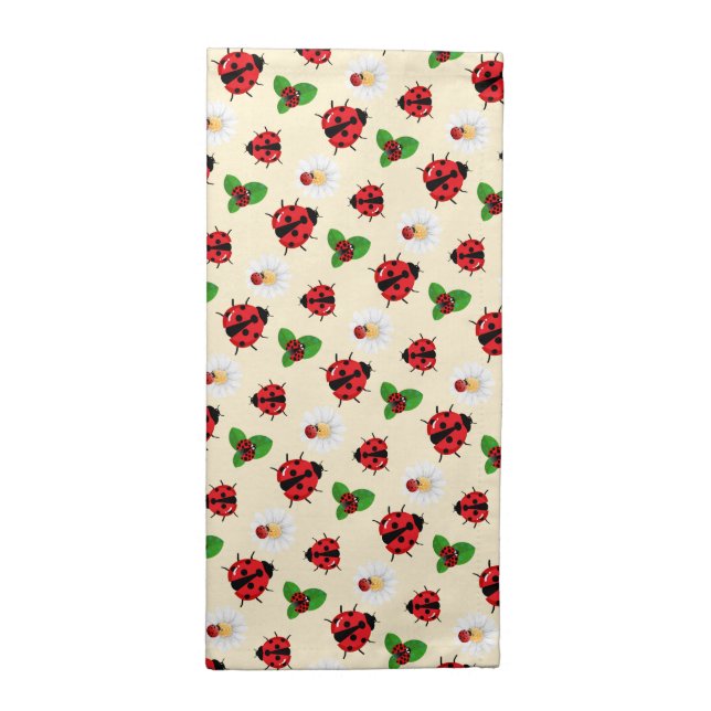 Cute red polka dot Ladybug Daisy flower summer Cloth Napkin (Half Fold)