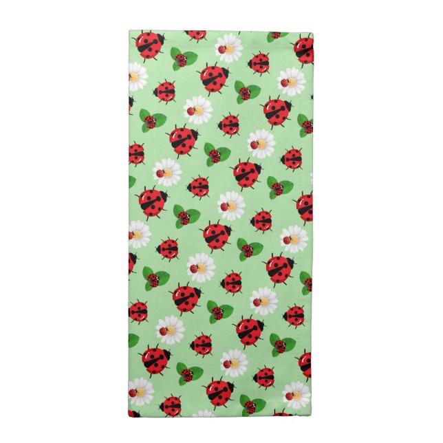 Cute red polka dot Ladybug Daisy flower summer Cloth Napkin (Half Fold)