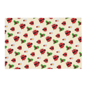 Cute red polka dot Ladybug Daisy flower summer Placemat