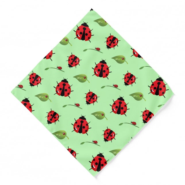 Cute red polka dot Ladybug flower summer Girly Bandana (Front)