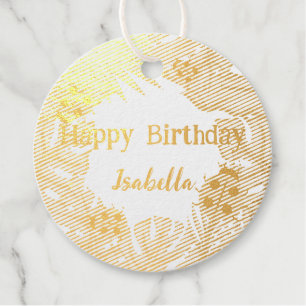 Cute red Polka dot Ladybug Jungle Leave Birthday  Foil Favor Tags