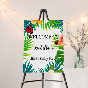 Cute red Polka dot Ladybug Spring Flower Birthday Foam Board