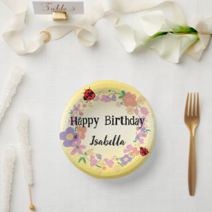 Cute red Polka dot Ladybug Spring Flower Birthday Paper Bowls