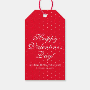 Cute red polka dots custom script Valentine's Day Gift Tags