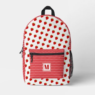 Cute Red Polkadots & Strawberries Monogrammed Kids