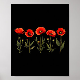 Cute Red Poppy Flower Memorial Day 2025 Usa Vetera Poster