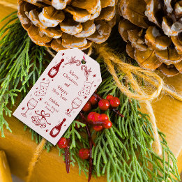 Cute red quirky doodle christmas custom holiday gift tags