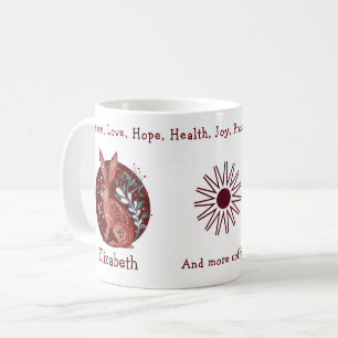 Cute Red Rabbit And Plants. Funny And Positive Coffee Mug