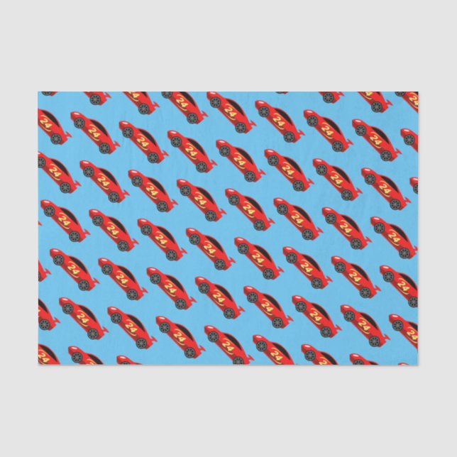 Cute red race car kid's Birthday gift tissue paper (Front)