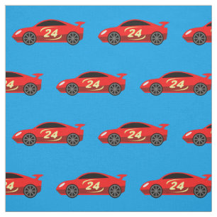 Cute red racecar pattern fabric kid's textile