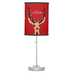 Cute Red Reindeer Deer Glowing Christmas Lights Table Lamp