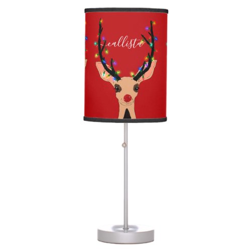Cute Red Reindeer Deer Glowing Christmas Lights Table Lamp