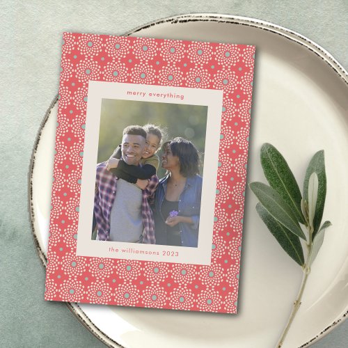 Cute Red Retro Mid Century Modern Vertical Photo Holiday Card