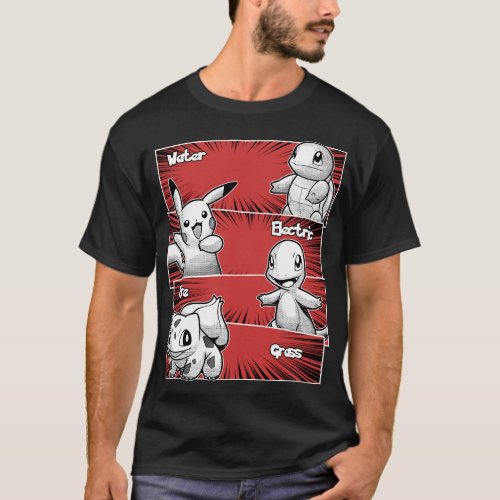 Cute Red Retro Starters Graphic T_Shirt