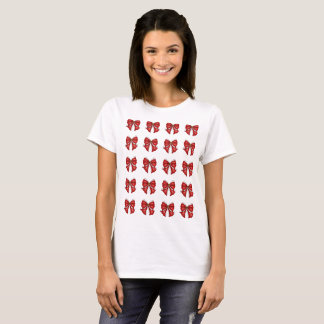 Cute Red Ribbon Bow Pattern T-Shirt
