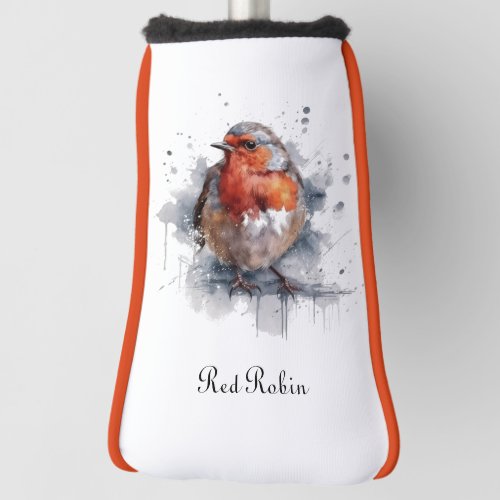 Cute Red Robin in watercolor Golf Head Cover