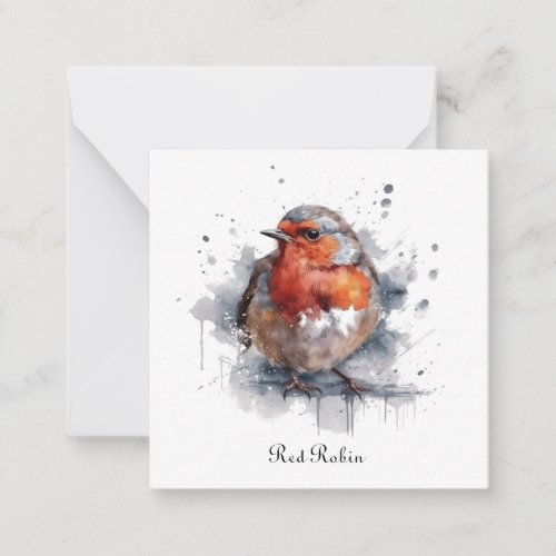 Cute Red Robin in watercolor Note Card