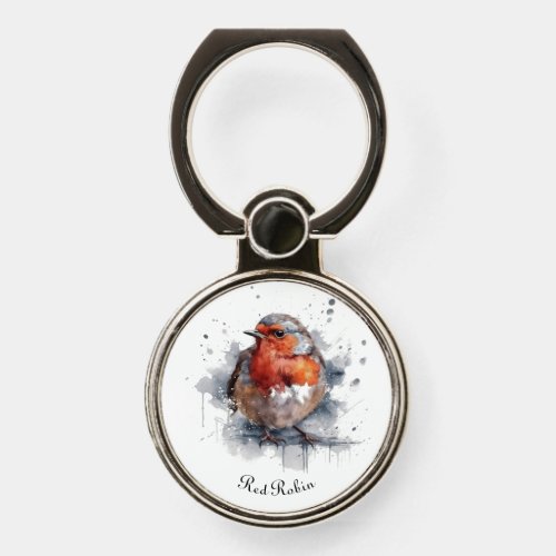 Cute Red Robin in watercolor Phone Ring Stand