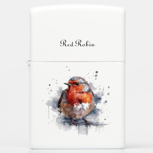 Cute Red Robin in watercolor Zippo Lighter