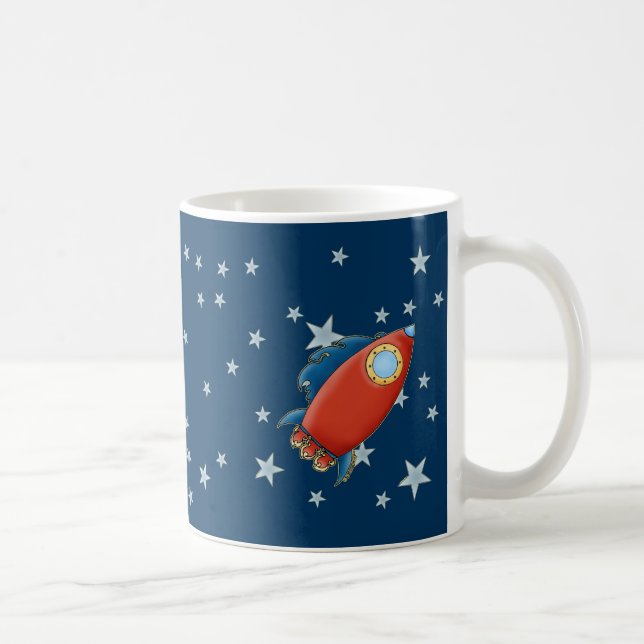Cute Red Rocket & Stars Mugs (Right)