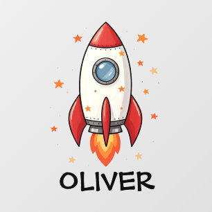 Cute Red Rocket Wall Decal
