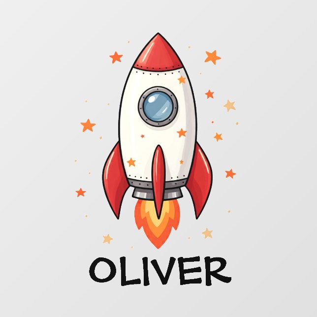 Cute Red Rocket  Wall Decal (Front)