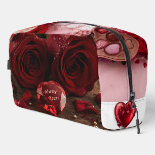 Cute Red Rose Romantic Valentine Zipper Makeup Dopp Kit