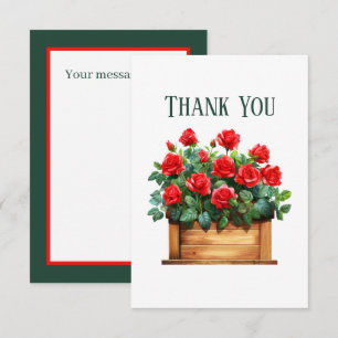Cute red roses ad message thank you card