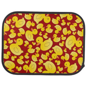 Cute red rubber ducks car floor mat