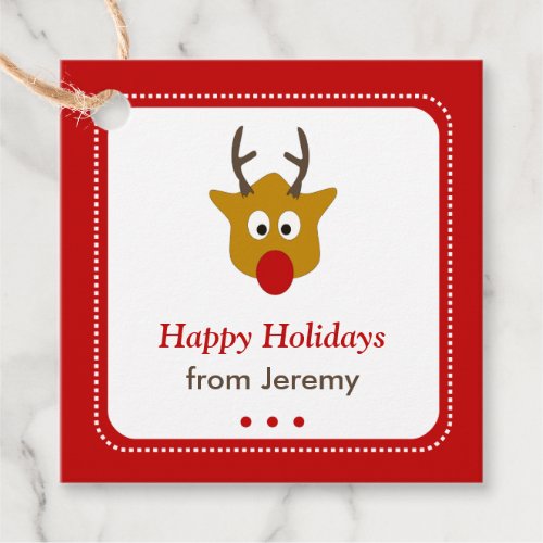 Cute Red Rudolph the Reindeer Christmas Gift Favor Tags