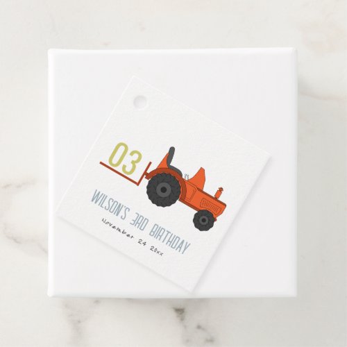 Cute Red Rust Farm Tractor Kids Any Age Birthday Favor Tags