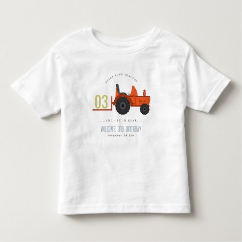 Cute Red Rust Farm Tractor Kids Any Age Birthday Toddler T_shirt