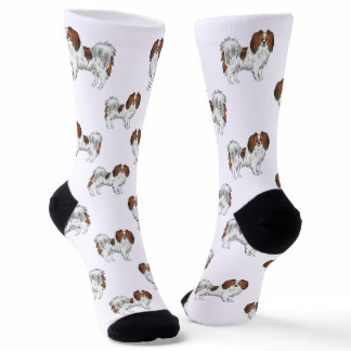 Cute Red Sable Phalène Dog Pattern Dog Lover Socks