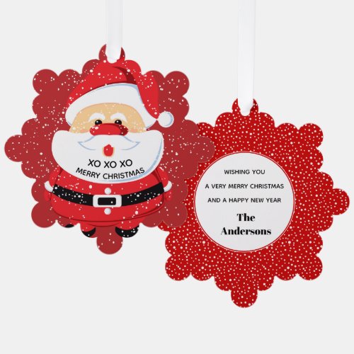 Cute red Santa Claus Christmas custom holiday Ornament Card