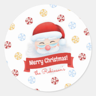 Cute Red Santa Claus Christmas Gift  Classic Round Sticker