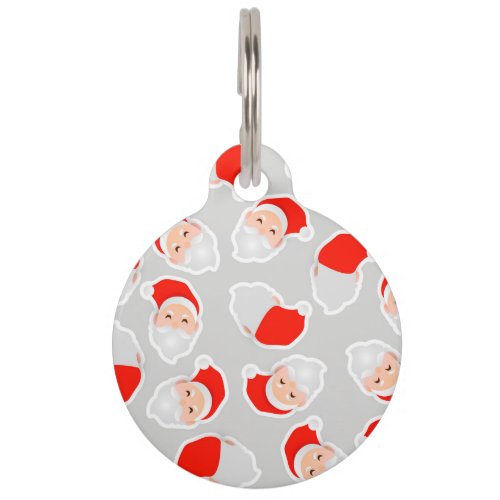 cute red santa claus christmas pattern pet ID tag