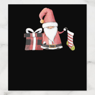 Cute Red Santa Gnome, Christmas Stocking & Gift Envelope Liner