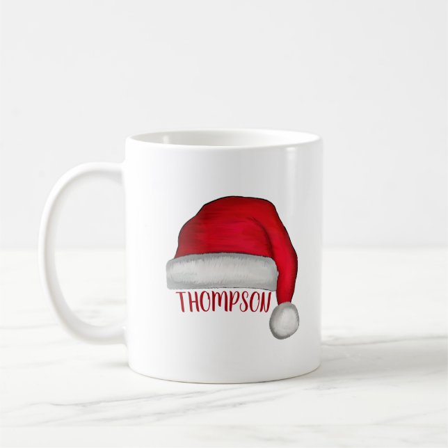 Cute Red Santa Hat Funny Christmas Holiday Coffee Mug (Left)