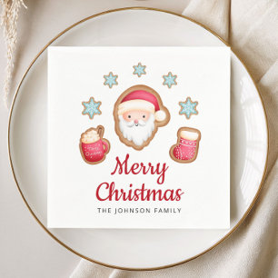 Cute Red Santa Merry Christmas Napkins