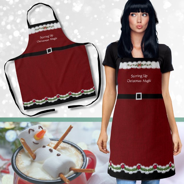 Cute Red Santa Suit Christmas Apron (A fun and festive Christmas apron for holiday baking)
