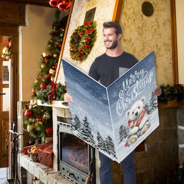 Cute Red Scarf Polar Bear Big Oversized Christmas Card (Cute Red Scarf Polar Bear Big Oversized Christmas Card)