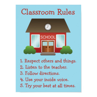 Cute Red School Building Custom Classroom Rules Poster
