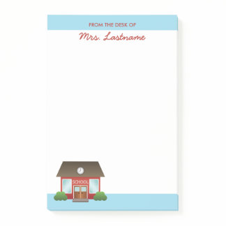 Cute Red School Building With Custom Name Post-it Notes