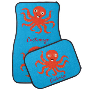 Cute Red Smiling Octopus Thunder_Cove Car Floor Mat