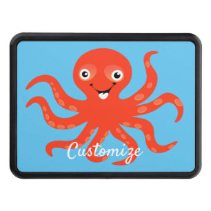 Cute Red Smiling Octopus Thunder_Cove Hitch Cover